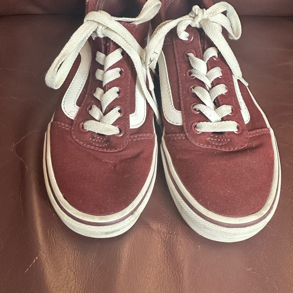 Vans Maroon and White Canvas Shoes